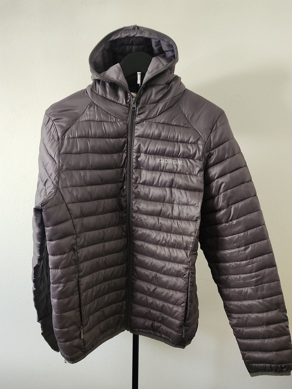 Boulder Gear Men’s Hooded Packable Puffer Jacket Gray Size Small
